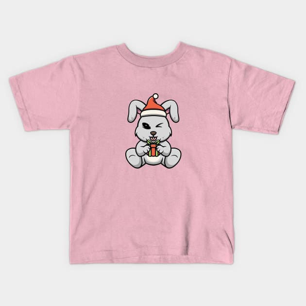 Cute Christmas Rabbit Kids T-Shirt by Cubbone